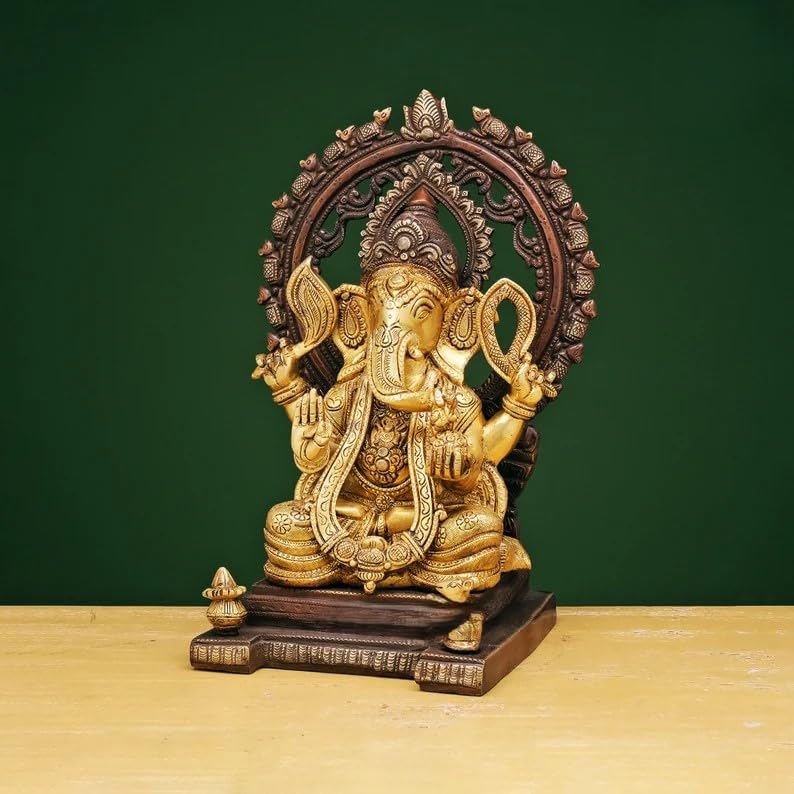 Mridaya Brass Ganesha Statue Large 33 Cm, Large Ganesh For Home, Ganesh For Temple, Brass Ganesh Statue, Hindu God Statue, House
